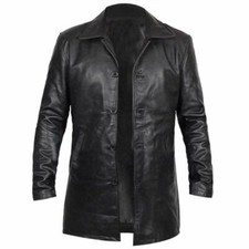 Manteau En Cuir Noir Long Pour