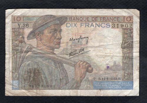 Billet francs mineur - un, de