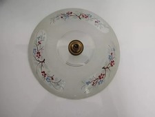 Abat-jour de suspension art déco en verre granité décor feuilles et fleurs