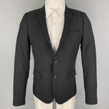 The Kooples Taille 36 Veste De Sport En Laine Noire À Revers En Pointe