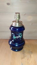 lampe à pétrole ancienne Porcelaine Bleue Motifs Fleuris 