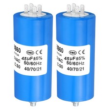 CBB60 45uf Démarrage Condensateur,2pcs AC 250V 50/60Hz Cylindre 106 x 50mm