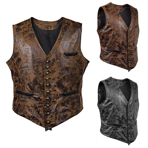 Hommes faux gilet cuir - gilet,