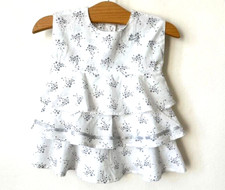 Adorable ROBE Bébé Fille 3 mois 60cm Blanc étoiles Gris Argenté Coton comme Neuf