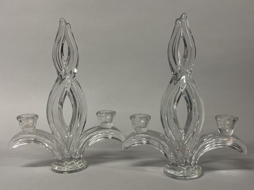 Paire bougeoirs cristal - paire, en