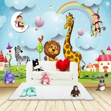 PAPIER PEINT motif animaux sauvage chambre enfant QUALITE FINITION CANVAS 