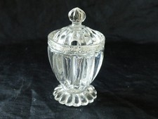 ANCIEN MOUTARDIER EN VERRE PRESSE MOULE DECOR DE PALMETTE