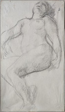 Dessin de Théophile Alexandre STEINLEN (1859-1923) érotique femme nue fusain