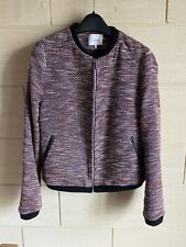 Veste Chattawak Tweed Cuir Noir Bordeaux Brillant Lurex  2 poches Taille 36 38