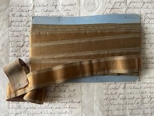 Antique French Silk Ribbon Dark Gold with Mid Sage Green Grosgrain Edge 19 yds