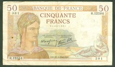 FRANCE 50 FRANCS CERES Type