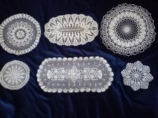 Lot 6 napperons crochet blanc fait main vintage déco ancien