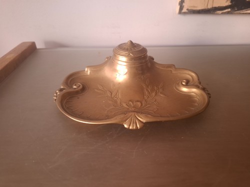 Encrier art nouveau laiton - encrier,