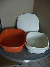 Boîte MULTISERVICE/YAOURTIERE  orange + passoire....TUPPERWARE /VINTAGE