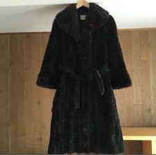 Manteau en fourrure de vison HIGH CLASS marron foncé long cisaillement...