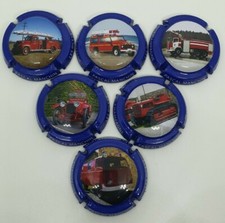 Série de 6 capsules de champagne Pascal Manchin Pompier contour bleu série 2 TL 