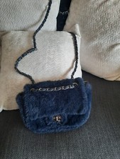 Sac à main fausse fourrure bleue