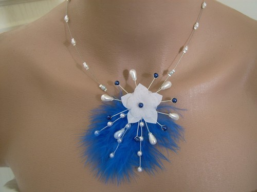 Collier blanc bleu roi marine - bleu, roi/marine