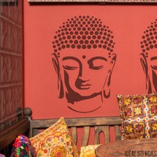 Bouddha Tête Pochoir Mural