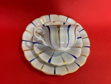 Vieux Porzellangedeck Fürstenberg Brunsviga Bleu-Or 3-teilig Bon État