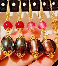 Gros Lot 25 Bijoux Murano/Cristal/Plaqué Or-Boucles d’Oreilles-Vntage Revendeur?