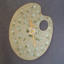 Rare Image Pieuse Gélatine XIXème Fleurs Croix Forme De Palette De Peintre