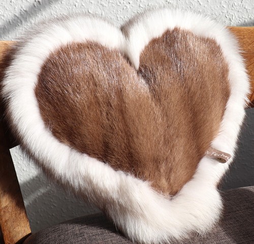 Vison cœur coussin - vison, fourrure