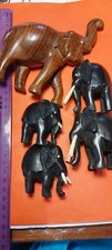 5 Elephant Carved Wood