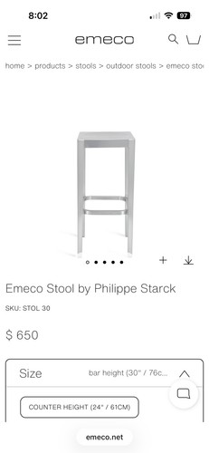 Pair emeco counter stools - pair,