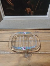 Porte savon vintage décor floral émaillé