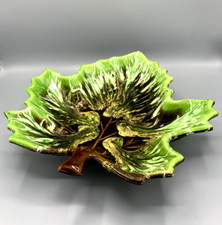 Grand plat, coupe de fruit Vallauris FPP en forme de feuille de platane vintage