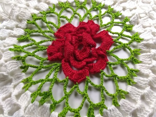 Vintage hand crocheted doily - hand,
