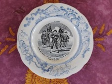 Assiette Parlante Terre de Fer Faience Creil Montereau Au Tonkin N°11 Décor Bleu