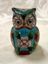 Chouette Ou Hibou En Émaux Cloisonné 5 Cm Très Bon État