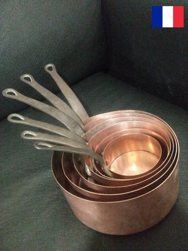 Lot casseroles en cuivre - 6,