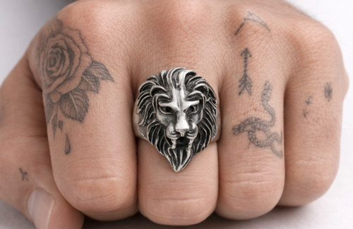 Bague tête lion pour homme - lion,