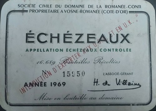 Etiquette echezeaux 1969 drc - echezeaux,