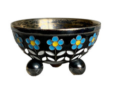 COUPELLE à CAVIAR Argent Massif Russe ÉMAILLÉE Art Déco