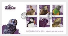 guernsey 2024 Rabbit Senegal Parrot Atlantic Puffin pig seal 150th GSPCA 6v FDC