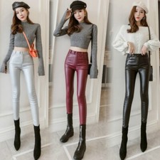 Femme Faux Cuir Pantalon