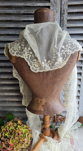 Ancienne dentelle broderie sur - broderie,