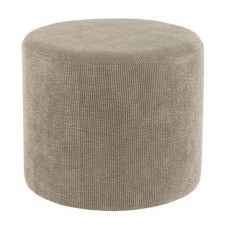 Pouf Déco en Velours "Lignes" 43cm Greige