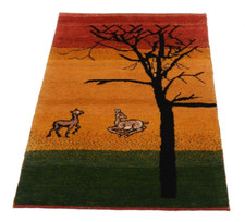 Tapis Persan Noué à la Main Gabbeh 121x82 CM Vente D'Entrepôt Multicolore Neuf