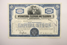 INTERNATIONAL TELEPHONE AND TELEGRAPH CORPORATION / ITT ACTION 100 DOLLARS 1956