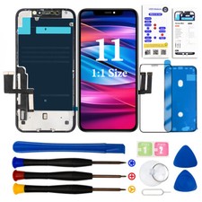 ECRAN LCD COMPLET POUR IPHONE 11 NOIR VITRE TACTILE + OUTILS + VERRE TREMPE