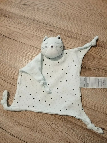 Doudou plat chat - plat, bleu
