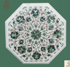 12 " Marbre Blanc Coin Côté Nappe Malachite Incrustation Décor Maison Et Jardin
