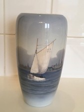 VASE ROYAL COPENHAGUE BATEAU PECHE annees 1940 chateau de Kronborg Frederiksborg