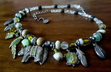 collier  IKITA perles pampilles couleur argent gamme animaux bijou vintage 3345