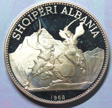 Albania 25 leke 500th Anniversary of Lissi Skanderbeg Victory silver coin 1968